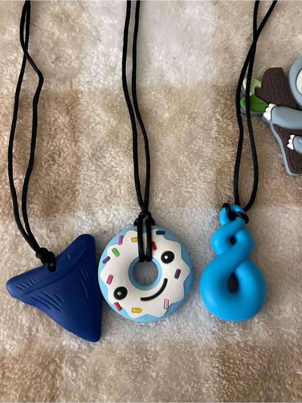 Kids Silicone Chew Necklace - Blue Donut Teether
